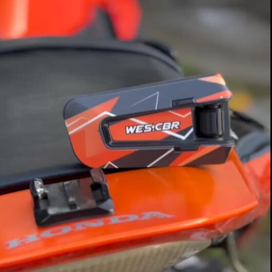 CUSTOMIZED DECAL FOR CARDO PACKTALK EDGE USE PROTECTION STICKERS - ADD NAME, PLATE NUMBER (Abstract Orange PE02)