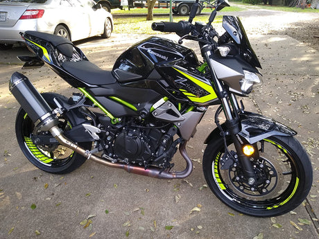 For Kawasaki Z1000 Z400 Z650 Z900 17 inch Rim Wheel Stickers GP02 MOTO Stripes Rim Skin Decal Tapes Light Green