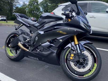 For Yamaha YZF R6 17 inch Rim Wheel Stickers GP02 MOTO Stripes Rim Skin Decal Tapes Light Green