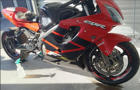 For Honda CBR600F Sport Logo MOTO 17 inch Rim Wheel Stickers GP02 Stripes Red