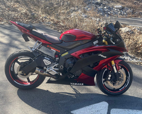 For Yamaha YZF R6 Logo MOTO 17 inch Rim Wheel Stickers GP02 Stripes Red