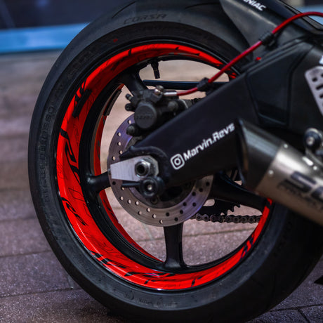 FOR YAMAHA R6 LOGO YZF R6 17 INCH RIM WHEEL STICKERS TA001 WHOLE RIM DECAL RED