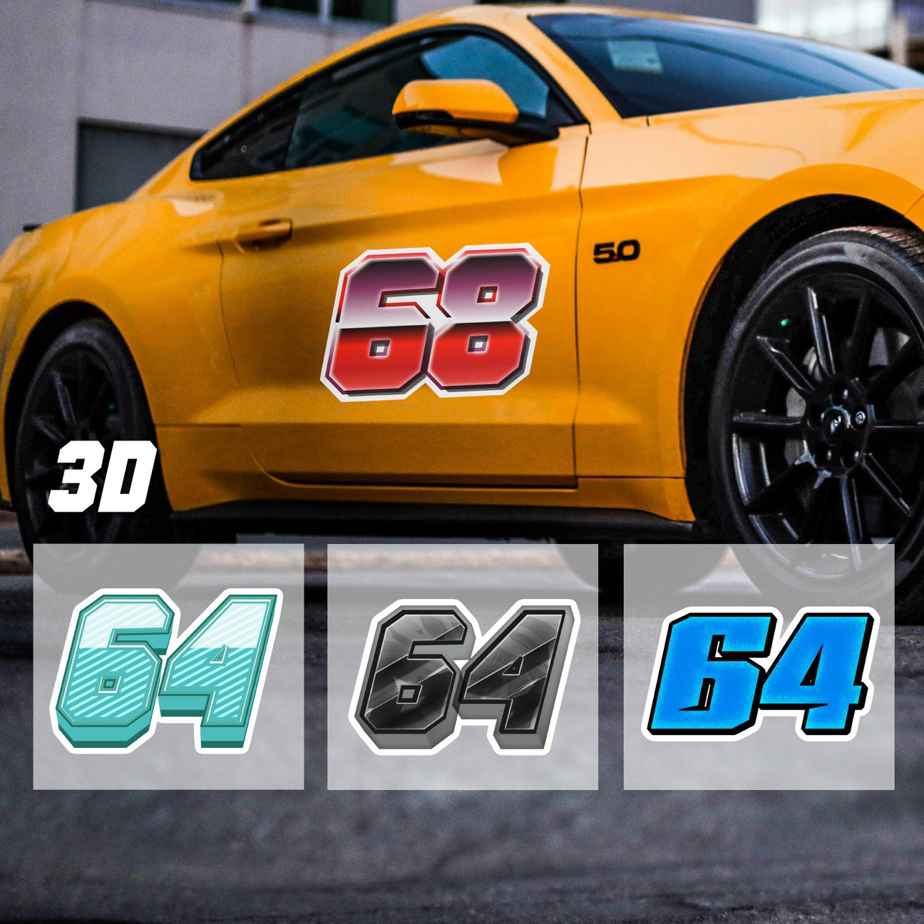 Custom Number Sticker / Magnet - 3D Color