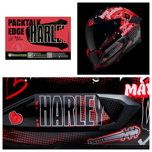 For Cardo Packtalk Edge Neo Pro Communication System Use Protection Graphics Decal Stickers - Color For 4.0 Harley Quinn