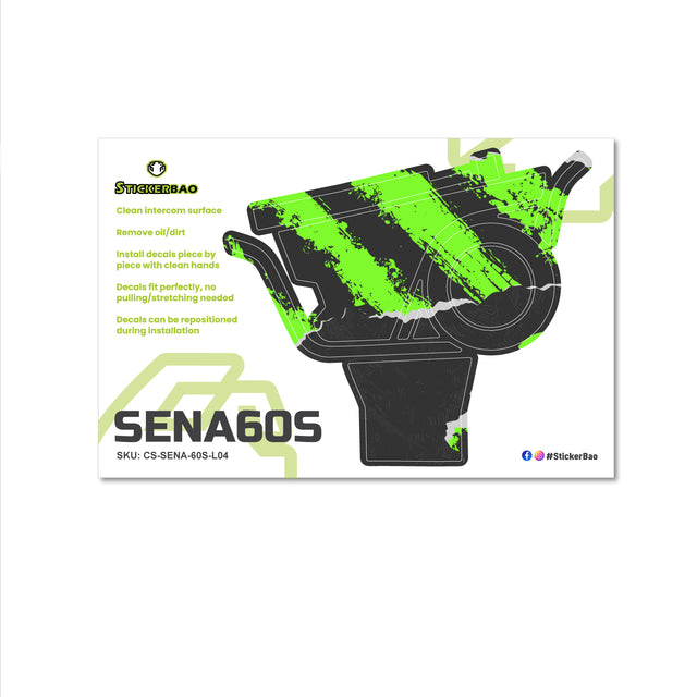 For Sena 60S Skin Stickers Communication System Protection Graphics Decal L04 Abstract Green Motorcycle Accessories