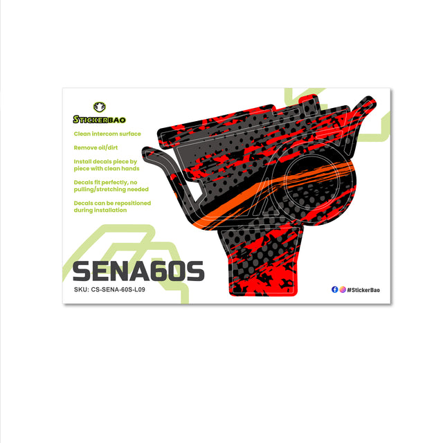 For Sena 60S Skin Stickers Communication System Protection Graphics Decal L09 Abstract Orange Red Motorcycle Accessories