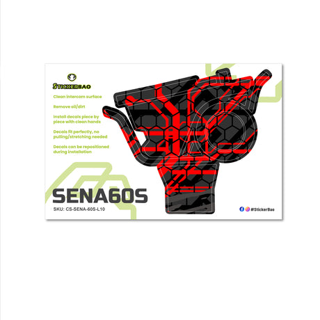 For Sena 60S Skin Stickers Communication System Protection Graphics Decal L10 Abstract Red Motorcycle Accessories