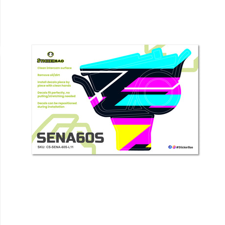 For Sena 60S Skin Stickers Communication System Protection Graphics Decal L11 Abstract Turquoise Pink Motorcycle Accessories