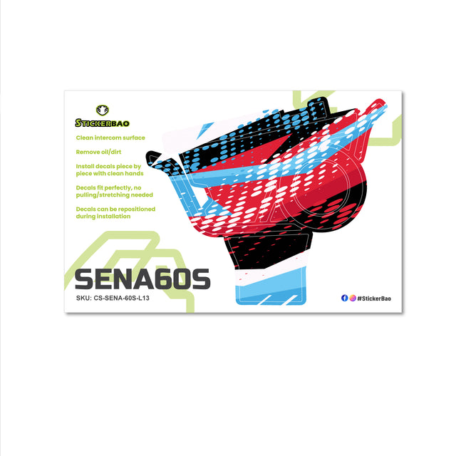 For Sena 60S Skin Stickers Communication System Protection Graphics Decal L13 Abstract Red Blue Motorcycle Accessories