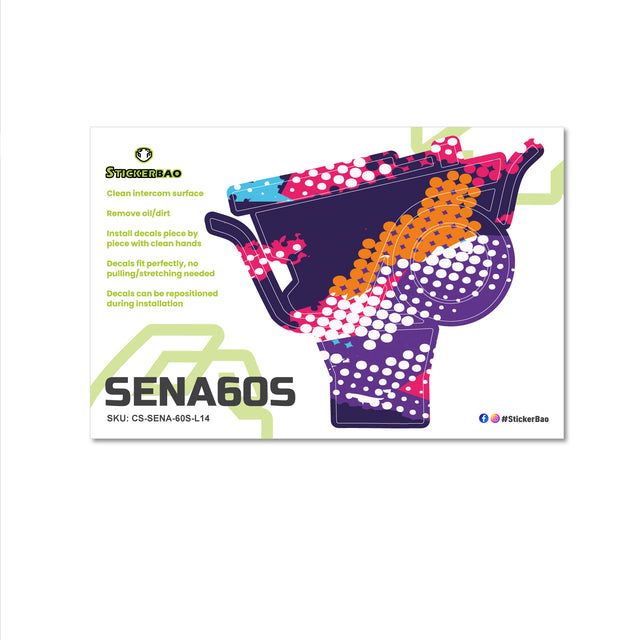 For Sena 60S Skin Stickers Communication System Protection Graphics Decal L14 Abstract Orange Purple Motorcycle Accessories