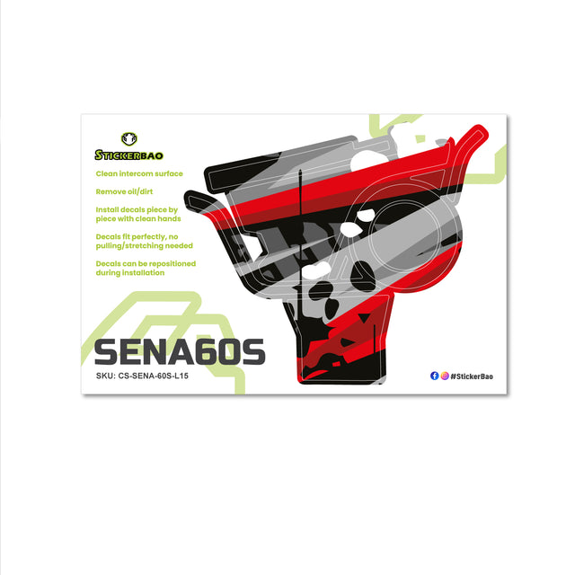 For Sena 60S Skin Stickers Communication System Protection Graphics Decal L15 Abstract Red Gray Motorcycle Accessories