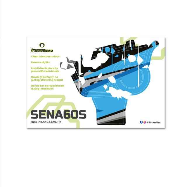 For Sena 60S Skin Stickers Communication System Protection Graphics Decal L16 Abstract Aqua Motorcycle Accessories