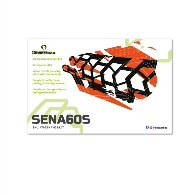 For Sena 60S Skin Stickers Communication System Protection Graphics Decal L17 Abstract Orange White Motorcycle Accessories