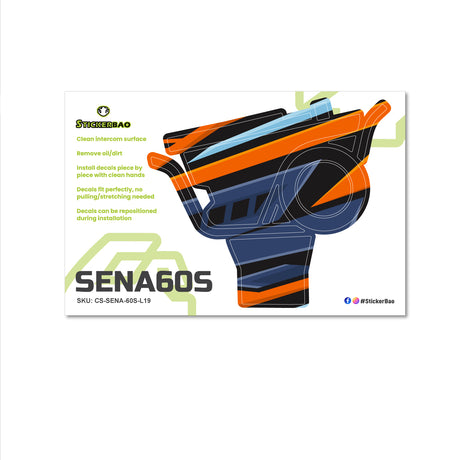 For Sena 60S Skin Stickers Communication System Protection Graphics Decal L19 Abstract Orange Blue Motorcycle Accessories