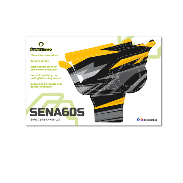 For Sena 60S Skin Stickers Communication System Protection Graphics Decal L20 Abstract Yellow Gray Motorcycle Accessories