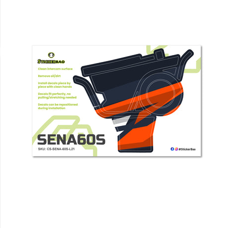 For Sena 60S Skin Stickers Communication System Protection Graphics Decal L21 Abstract Orange Black Motorcycle Accessories