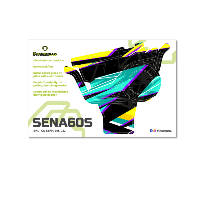 For Sena 60S Skin Stickers Communication System Protection Graphics Decal L22 Abstract Turquoise Black Motorcycle Accessories
