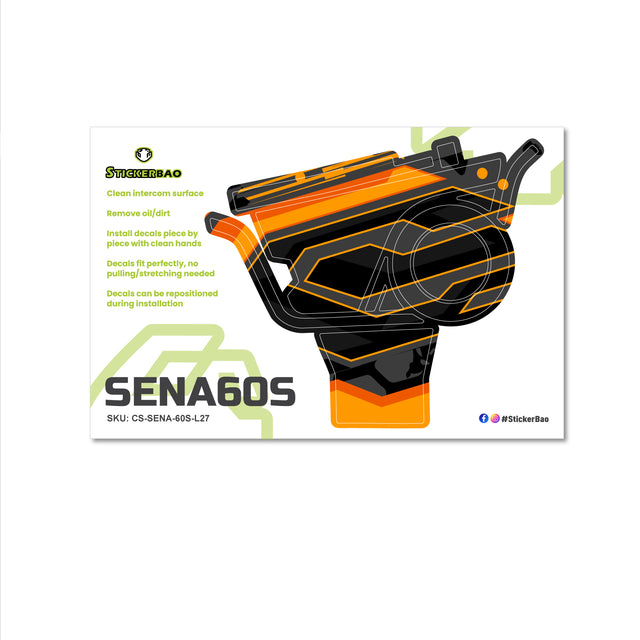 For Sena 60S Skin Stickers Communication System Protection Graphics Decal L27 Abstract Orange Black Motorcycle Accessories