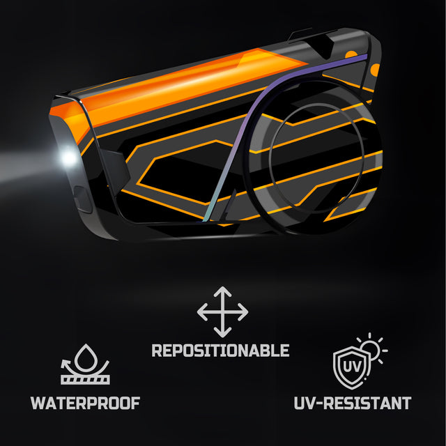 For Sena 60S Skin Stickers Communication System Protection Graphics Decal L27 Abstract Orange Black Motorcycle Accessories