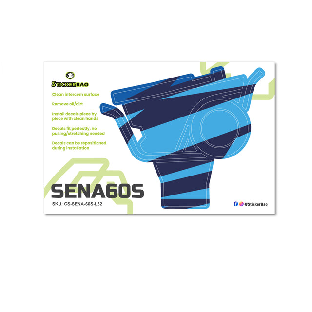 For Sena 60S Skin Stickers Communication System Protection Graphics Decal L32 Abstract Blue Motorcycle Accessories