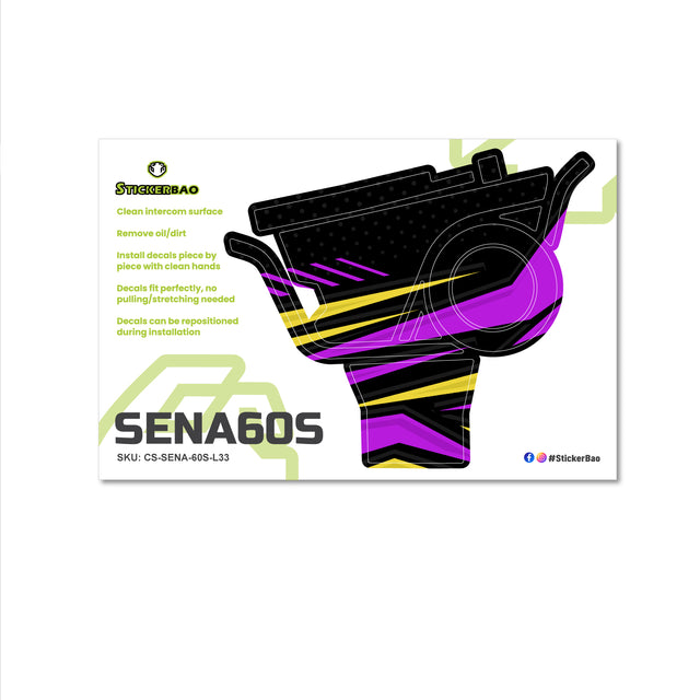 For Sena 60S Skin Stickers Communication System Protection Graphics Decal L33 Abstract Purple Black Motorcycle Accessories
