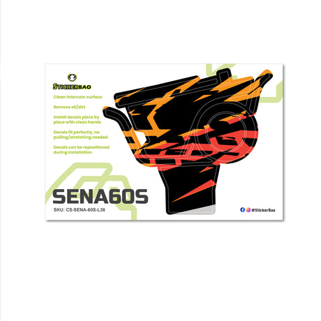 For Sena 60S Skin Stickers Communication System Protection Graphics Decal L36 Abstract Orange Black Motorcycle Accessories