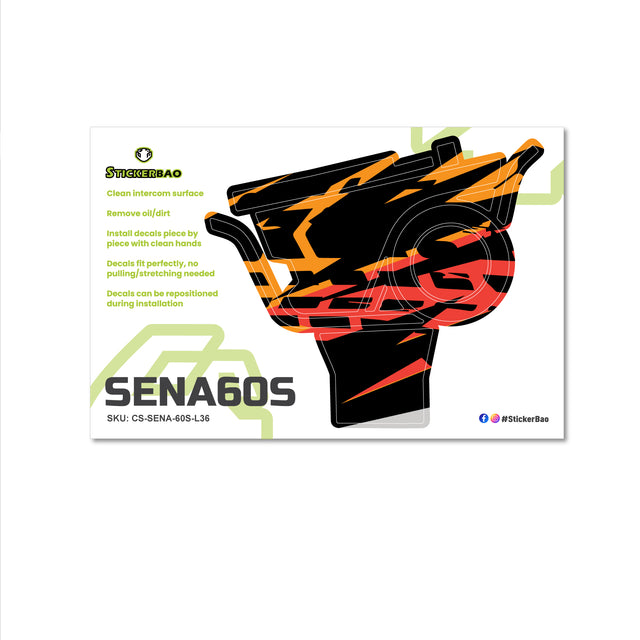 For Sena 60S Skin Stickers Communication System Protection Graphics Decal L36 Abstract Orange Black Motorcycle Accessories