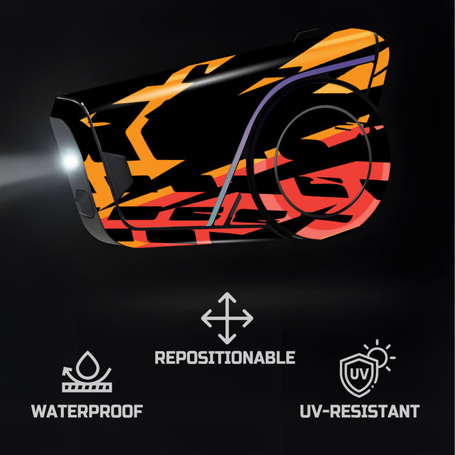 For Sena 60S Skin Stickers Communication System Protection Graphics Decal L36 Abstract Orange Black Motorcycle Accessories