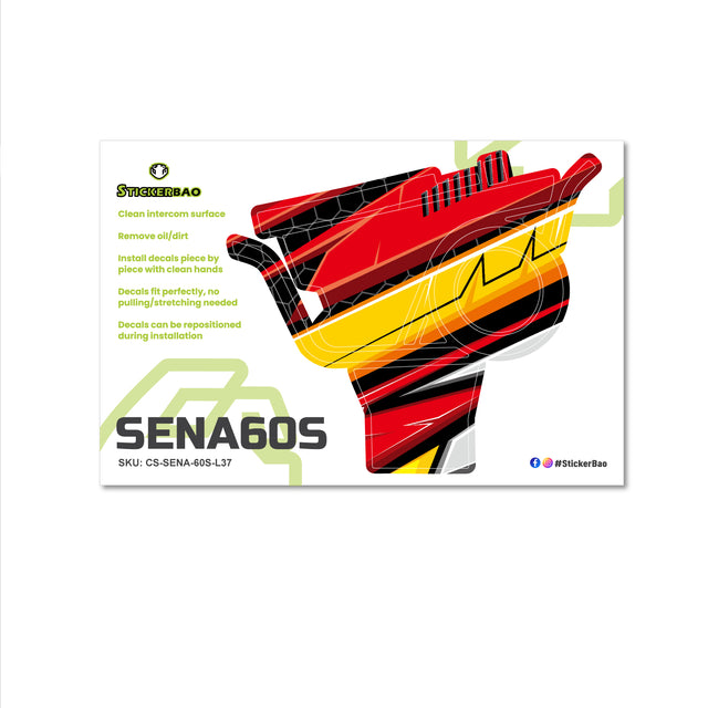 For Sena 60S Skin Stickers Communication System Protection Graphics Decal L37 Abstract Red Yellow Motorcycle Accessories