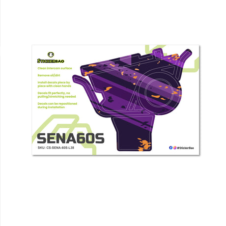 For Sena 60S Skin Stickers Communication System Protection Graphics Decal L38 Abstract Purple Black Motorcycle Accessories