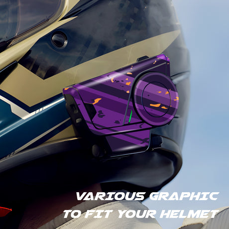For Sena 60S Skin Stickers Communication System Protection Graphics Decal L38 Abstract Purple Black Motorcycle Accessories