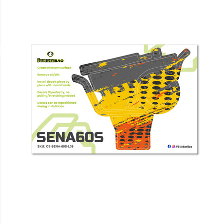 For Sena 60S Skin Stickers Communication System Protection Graphics Decal L39 Abstract Yellow Gray Motorcycle Accessories