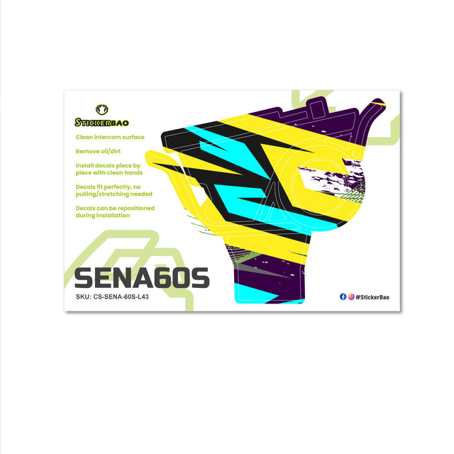 For Sena 60S Skin Stickers Communication System Protection Graphics Decal L43 Abstract Yellow Blue Motorcycle Accessories