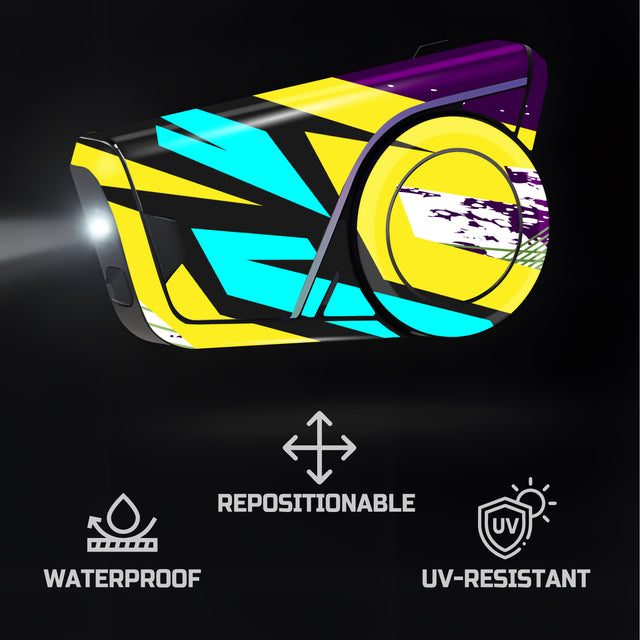For Sena 60S Skin Stickers Communication System Protection Graphics Decal L43 Abstract Yellow Blue Motorcycle Accessories