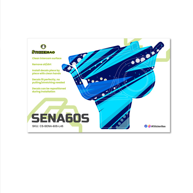For Sena 60S Skin Stickers Communication System Protection Graphics Decal L45 Abstract Blue Motorcycle Accessories