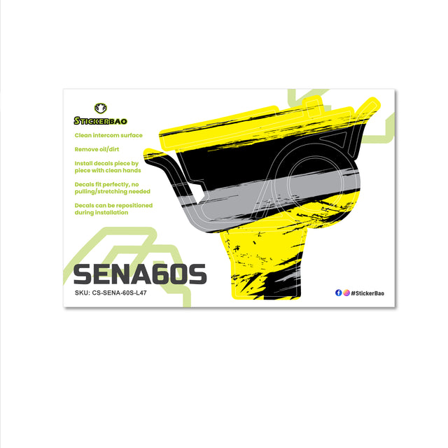 For Sena 60S Skin Stickers Communication System Protection Graphics Decal L47 Abstract Yellow Gray Motorcycle Accessories