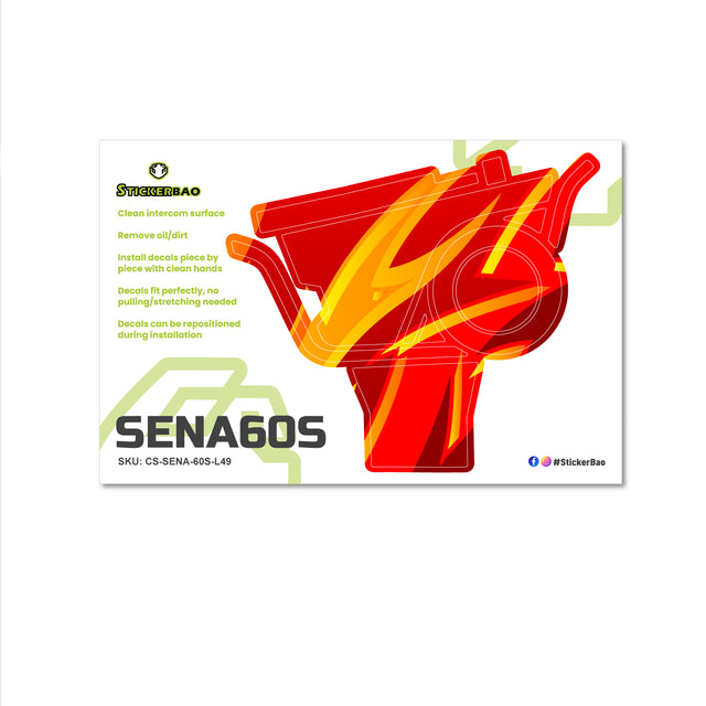 For Sena 60S Skin Stickers Communication System Protection Graphics Decal L49 Abstract Orange Red Motorcycle Accessories