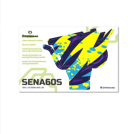 For Sena 60S Skin Stickers Communication System Protection Graphics Decal L56 Abstract Yellow Blue Motorcycle Accessories