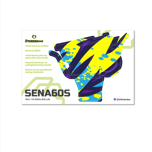 For Sena 60S Skin Stickers Communication System Protection Graphics Decal L56 Abstract Yellow Blue Motorcycle Accessories