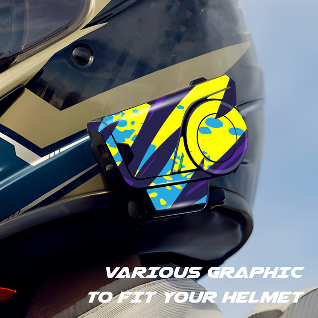 For Sena 60S Skin Stickers Communication System Protection Graphics Decal L56 Abstract Yellow Blue Motorcycle Accessories