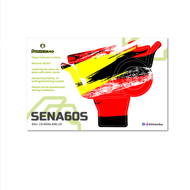 For Sena 60S Skin Stickers Communication System Protection Graphics Decal L57 Abstract Red Yellow Motorcycle Accessories