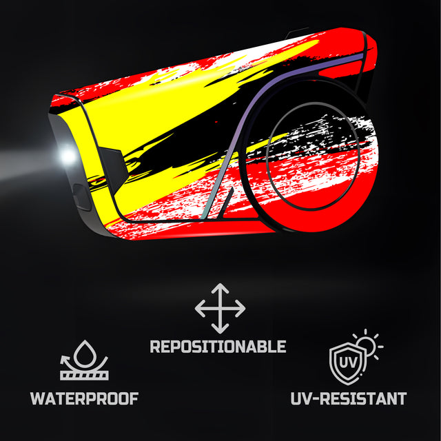 For Sena 60S Skin Stickers Communication System Protection Graphics Decal L57 Abstract Red Yellow Motorcycle Accessories