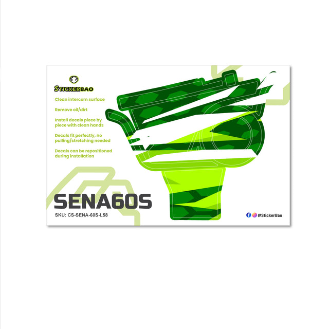 For Sena 60S Skin Stickers Communication System Protection Graphics Decal L58 Abstract Green Motorcycle Accessories