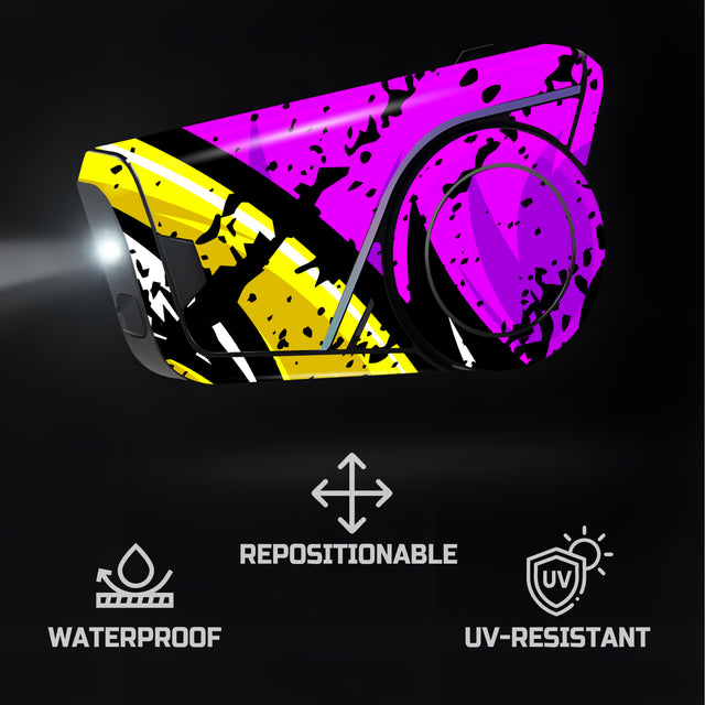 For Sena 60S Skin Stickers Communication System Protection Graphics Decal L63 Abstract Purple Yellow Motorcycle Accessories