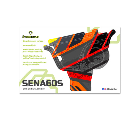For Sena 60S Skin Stickers Communication System Protection Graphics Decal L68 Abstract Orange Red Motorcycle Accessories