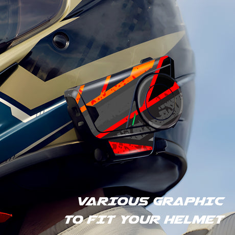 For Sena 60S Skin Stickers Communication System Protection Graphics Decal L68 Abstract Orange Red Motorcycle Accessories