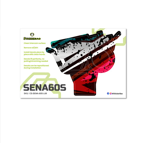 For Sena 60S Skin Stickers Communication System Protection Graphics Decal L69 Abstract Red White Motorcycle Accessories