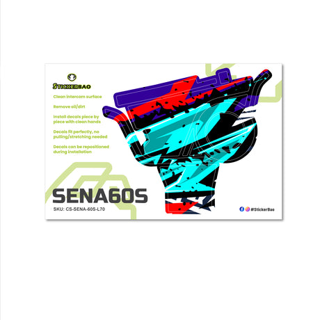 For Sena 60S Skin Stickers Communication System Protection Graphics Decal L70 Abstract Turquoise Red Motorcycle Accessories