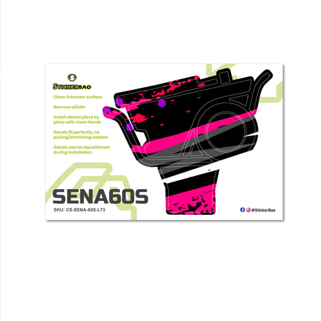 For Sena 60S Skin Stickers Communication System Protection Graphics Decal L73 Abstract Pink Black Motorcycle Accessories