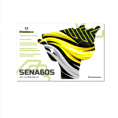 For Sena 60S Skin Stickers Communication System Protection Graphics Decal L74 Abstract Yellow Motorcycle Accessories